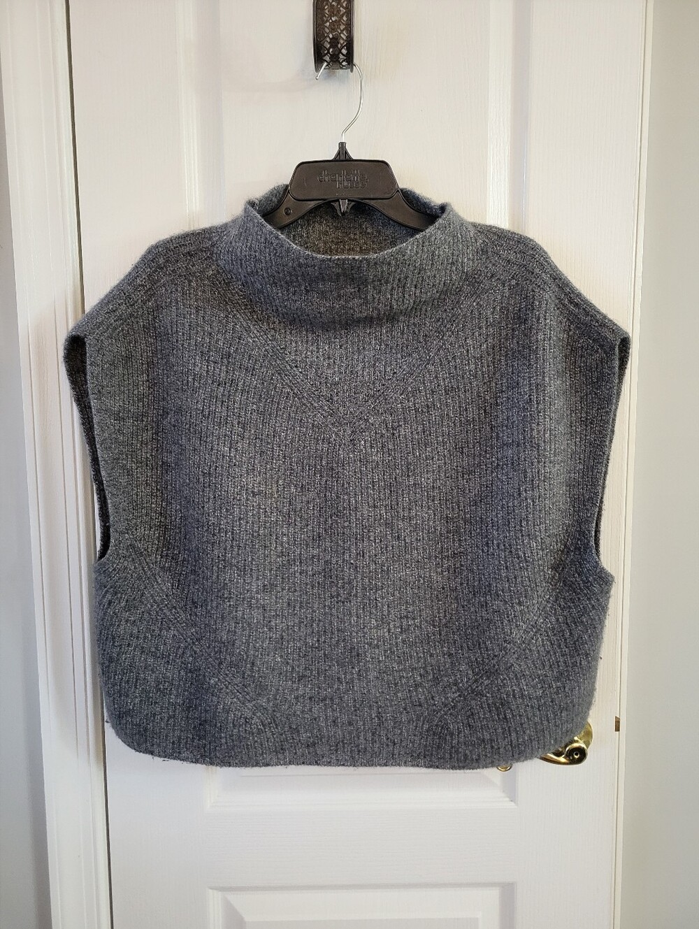 Anthropologie Enza 100% Cashmere Poncho Sweater Vest Charcoal Gray Medium